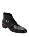 Tom Ford Kensington Pebble-grain Leather Monk-strap Boots In Black