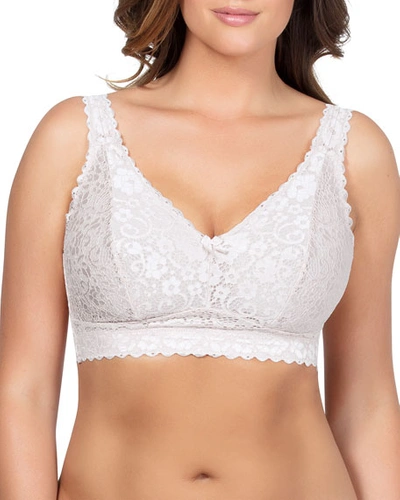 Parfait Adriana Banded Stretch Lace Wireless Bralette In Pearl White