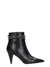 MARC ELLIS HIGH HEELS ANKLE BOOTS IN BLACK LEATHER,11014167