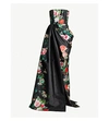 ALEX PERRY FLORAL-PRINT STRAPLESS SATIN GOWN