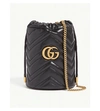 Gucci Gg Marmont 2.0 Mini Leather Bucket Bag In Black
