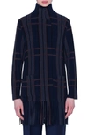 AKRIS FRINGE TRIM PLAID JACQUARD CASHMERE & SILK CARDIGAN,409500222843