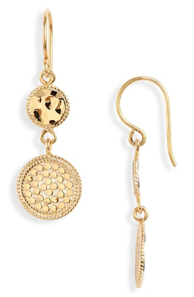 Anna Beck Hammered Double Drop Earrings In Gold