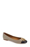 Tory Burch Chelsea Cap Toe Ballet Flats In Dust Storm/ Perfect Navy