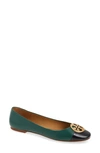 Tory Burch Chelsea Cap Toe Ballet Flat In Malachite/ Perfect Navy