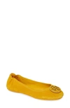 Tory Burch Minnie Travel Ballet Flat, Suede Logo In Gold Crest