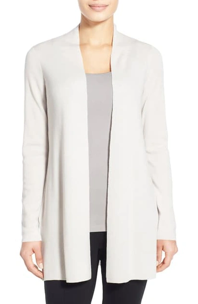 Eileen Fisher Merino Straight Long Cardigan In Bone