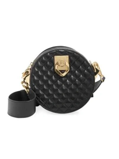 Balmain Women's Twist Quilted Leather Crossbody Bag In Black