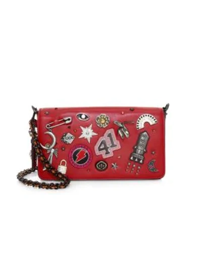 Coach Dinky Souvenir Pin Signature Coated Canvas & Leather Crossbody Bag In Red