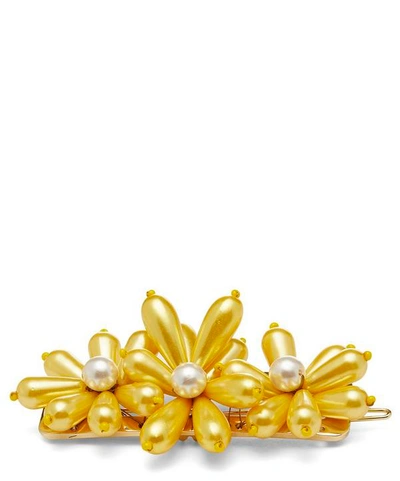 Shrimps Ina Faux Pearl Floral Beaded Barrette Hair Clip In Yellow And Cream