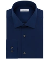 Calvin Klein Steel Men's Slim-fit Non-iron Performance Spread Collar Herringbone Dress Shirt In Blue Velvet