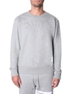 Thom Browne Cotton Jersey Sweatshirt W/ Knit Stripe In Grigio