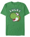 Nintendo Men's Super Mario Lucky Yoshi Short Sleeve T-shirt In Kelly Heat