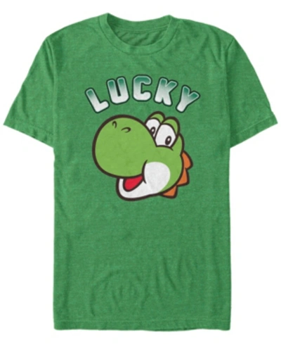 Nintendo Men's Super Mario Lucky Yoshi Short Sleeve T-shirt In Kelly Heat