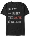 Nintendo Men's Nes Eat Sleep Game Repeat Short Sleeve T-shirt In Black