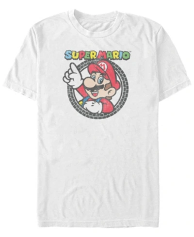 Nintendo Men's Super Mario Classic Tire Logo Short Sleeve T-shirt In White