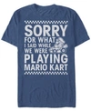 Nintendo Men's Mario Kart I Didn't Mean It While Playing Apology Short Sleeve T-shirt In Navy Heath