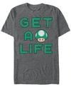 Nintendo Men's Super Mario Get A Life Short Sleeve T-shirt In Charcoal H