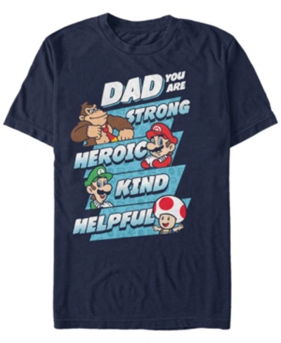 Nintendo Men's Super Mario Dad Strengths Short Sleeve T-shirt In Navy