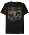 Nintendo Men's Nes Rainbow Retro Controller Short Sleeve T-shirt In Black