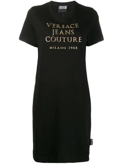 Versace Jeans Couture Logo Print T-shirt Dress In Black