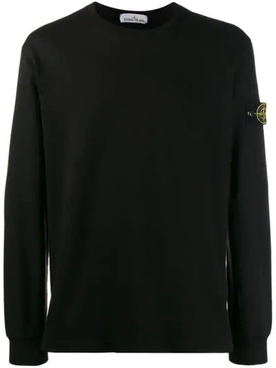 Stone Island Mens Black Logo Patch Wool Jumper