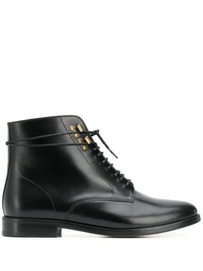 Apc Frances Lace-up Leather Boots In Black