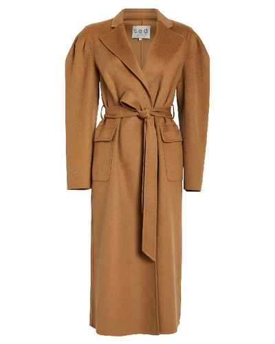 Sea Ava Felted Wool Robe Coat In Brown