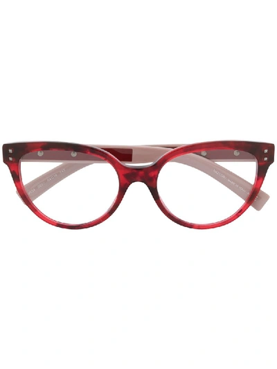 Valentino Eyewear Rockstud Embellished Cat-eye Glasses - Pink In 粉色