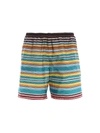 PRADA MULTICOLOUR STRIPED NYLON SWIM SHORTS