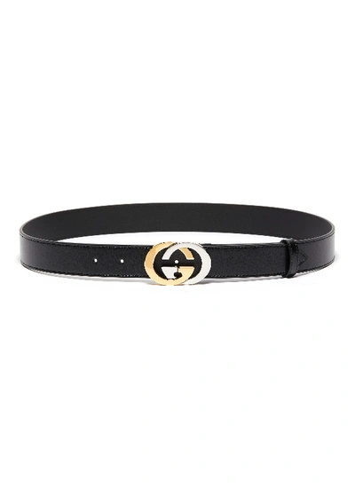 Gucci Thin Belt With Interlocking G Buckle In Black