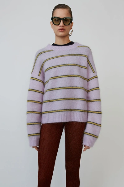 Acne Studios Striped Wool And Mohair Sweater In Purple