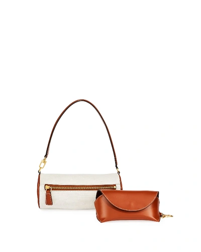 Staud Suzy Canvas And Leather Shoulder Bag In Beige Multi ModeSens