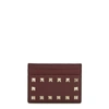 VALENTINO GARAVANI Rockstud burgundy leather card holder