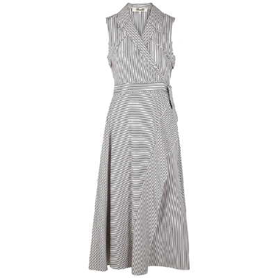 Diane Von Furstenberg Charleigh Striped Sleeveless Shirtdress In White/whitecap/black