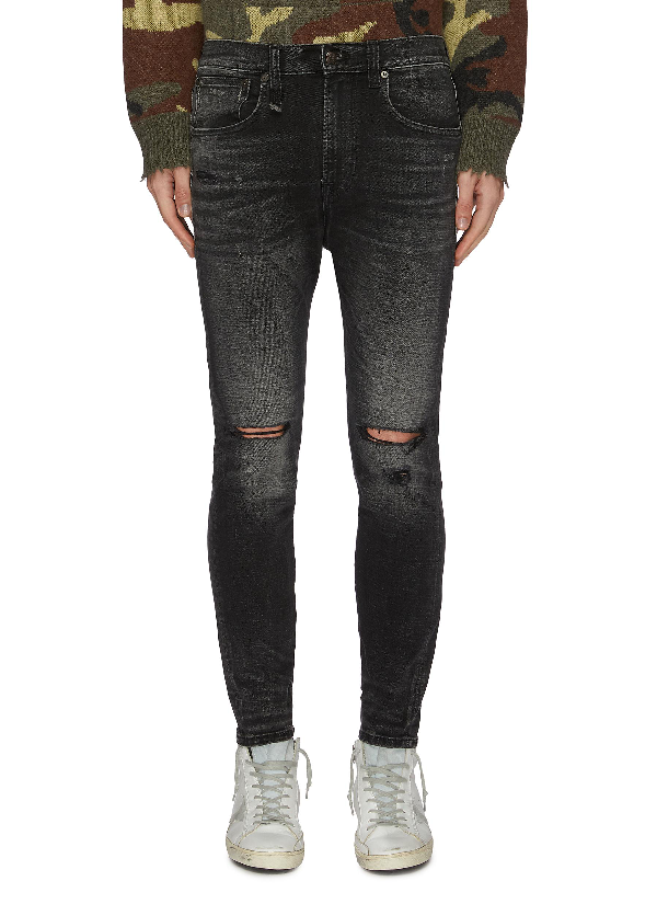 R13 Ripped Drop Crotch Skinny Jeans In Black ModeSens