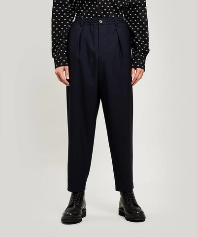 Marni Tropical Wool Trousers In Blue