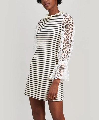 Sea Claudia Stripe Contrast Shift Dress In Cream