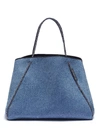 STATE OF ESCAPE 'GUISE' SAILING ROPE HANDLE DENIM PRINT NEOPRENE TOTE