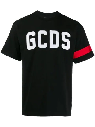 Gcds Embroidered Logo T-shirt In Black,white,red
