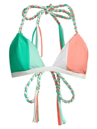Paper London Colorblock Triangle Bikini Top In Bahama Mama