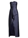 PARKER BLACK Whitney Draped Satin A-Line Gown