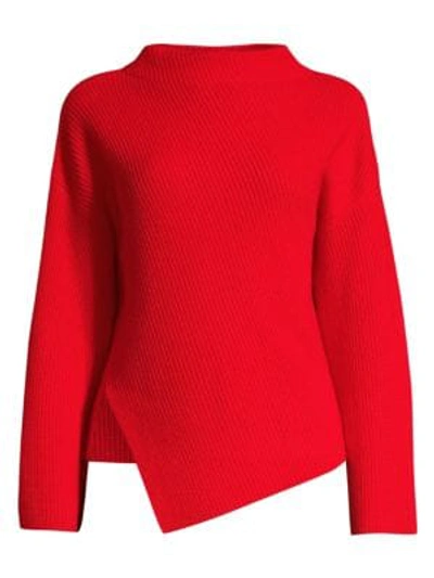 Hugo Boss Faurora Asymmetric Cashmere Sweater In Scarlet