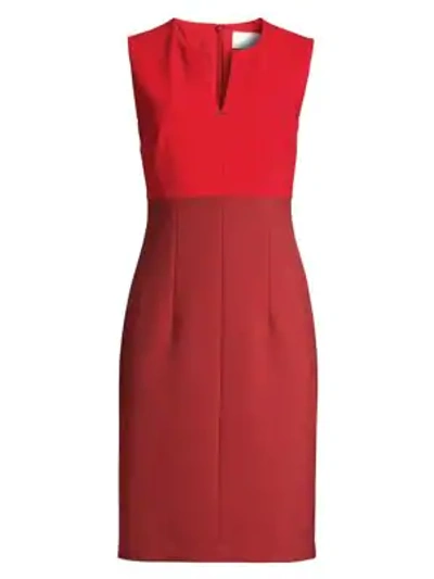 Hugo Boss Daedalus Two-tone Sleeveless Ponte Dress In Ruby