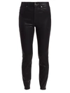 7 For All Mankind High Rise Ankle Skinny Jeans In Slim Illusion Luxe Black In Rinsed Black