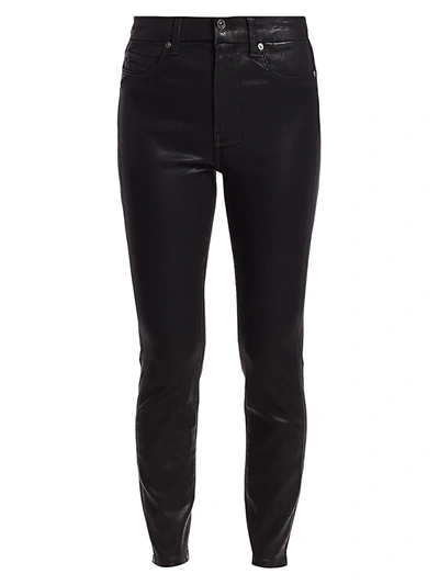 7 For All Mankind High Rise Ankle Skinny Jeans In Slim Illusion Luxe Black In Black Rinse