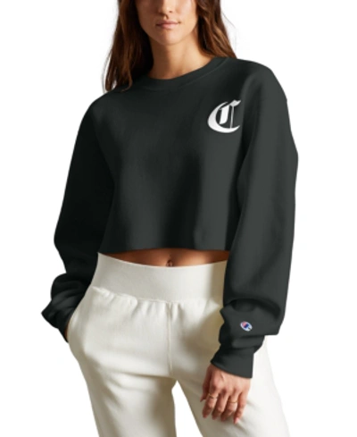 Champion Reverse Weave Logo Cropped Sweatshirt In Black