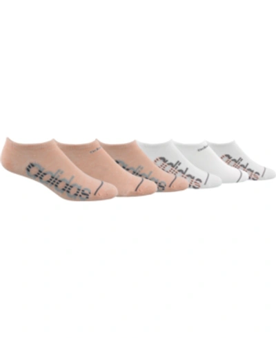Adidas Originals Adidas 6-pk. Superlite No-show Women's Socks In Glow Pink - White Marl/ Clear Grey/ Light Onix/ White/ G