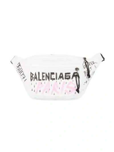 Balenciaga Men's Graffiti Explorer Belt Bag In White Multi