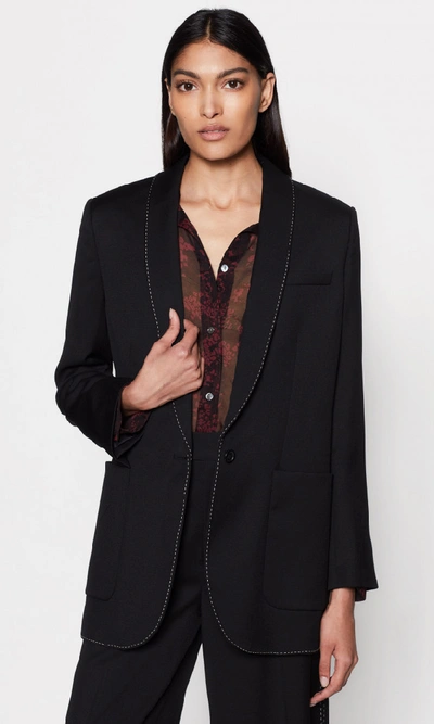 Equipment 'matthieu' Contrast Topstitching Shawl Lapel Wool Blazer In True Black